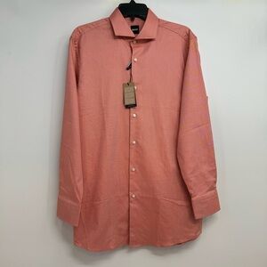 NEW Men's BOSS Sharp Fit Easy Iron Button-down Shirt  Orange Size L(16)
